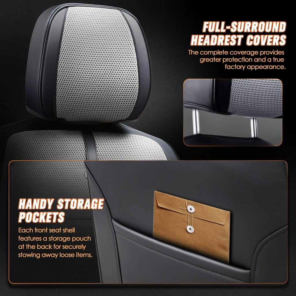 Front Row Bucket Seat Cover for Universal Fit (Sport Series, Grey)