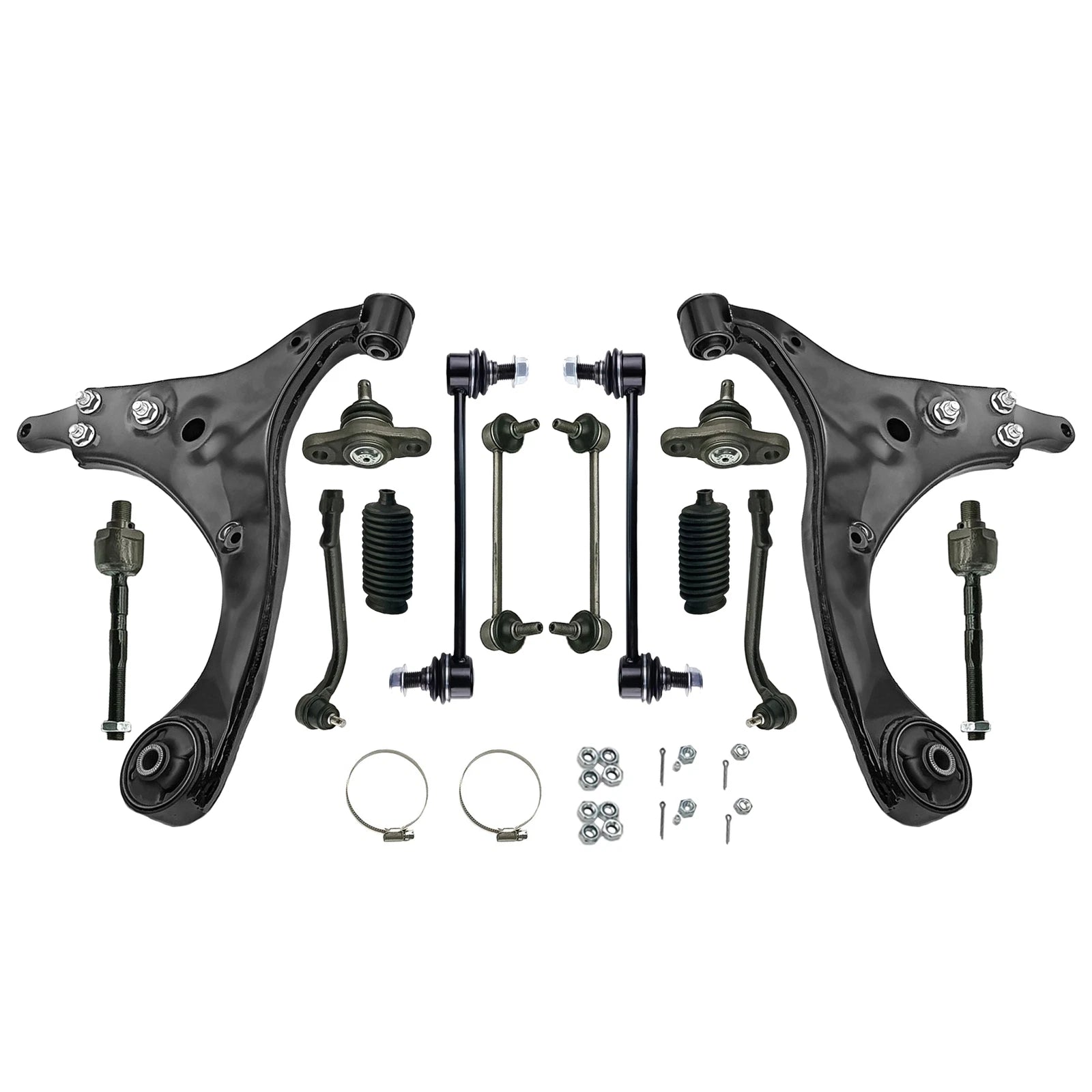 14Pcs Suspension Kit Front Lower Control Arms Tie Rods for Hyundai Elantra (2009–2012)