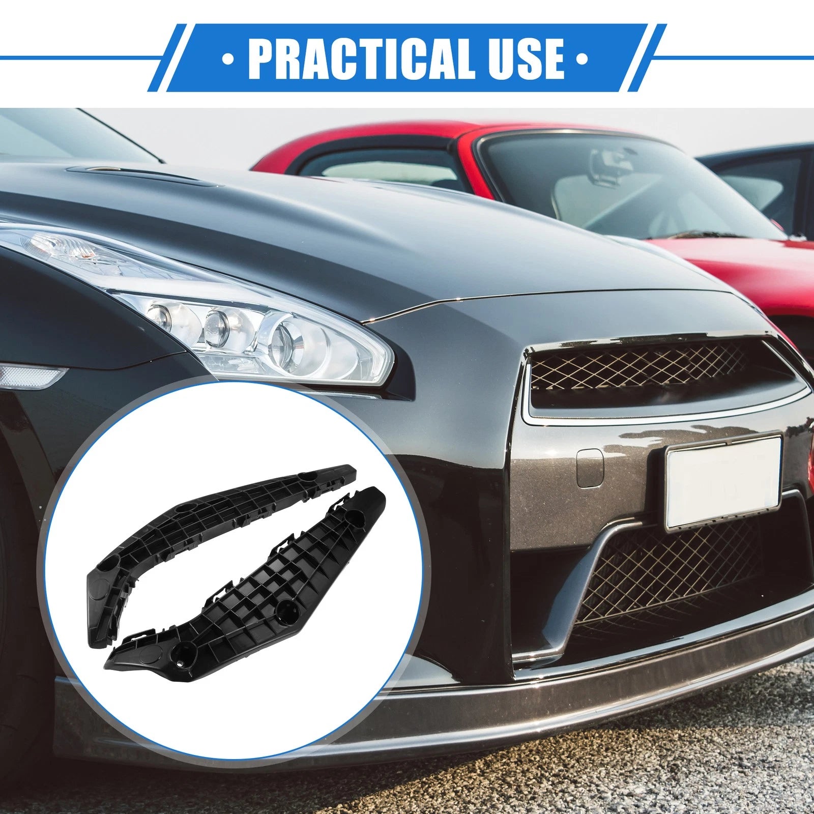 2X Front Bumper Brackets for Toyota Highlander (2014–2019) Black