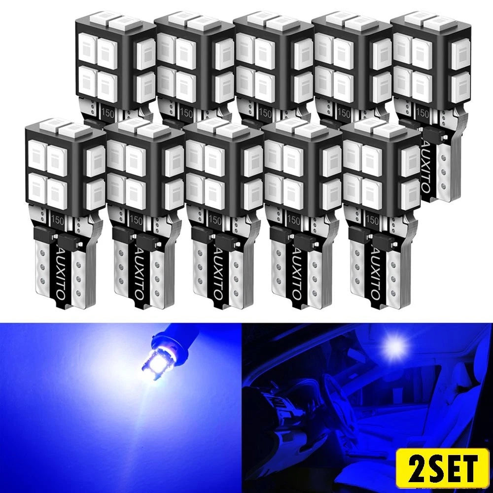 Set of 20 LED T10 194 168 W5W Ice Blue Light Bulbs for Car Trunk Interior