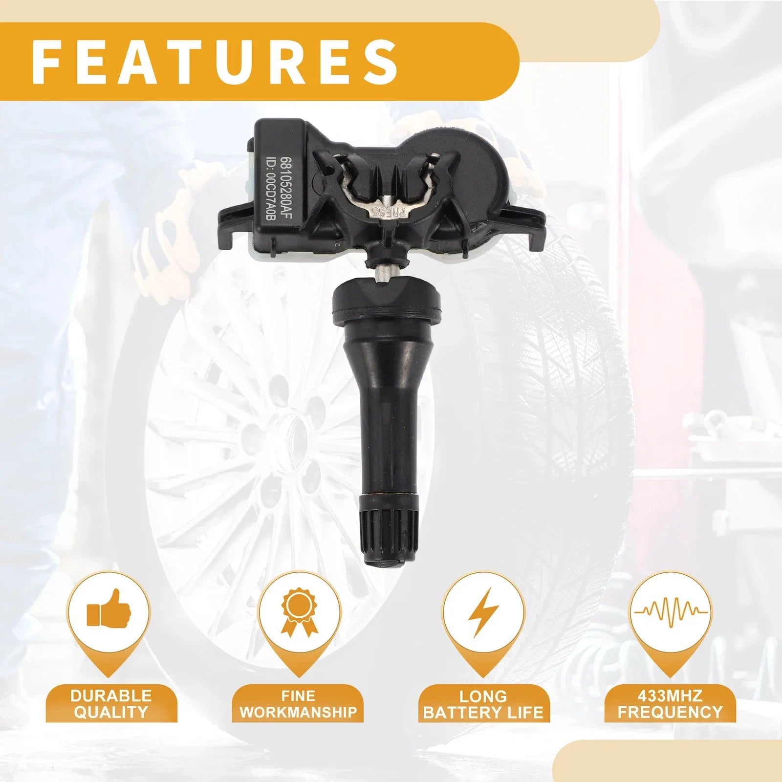 Tire Pressure Sensor 433MHz for Jeep Renegade (2015-2016) - 1 x Pcs