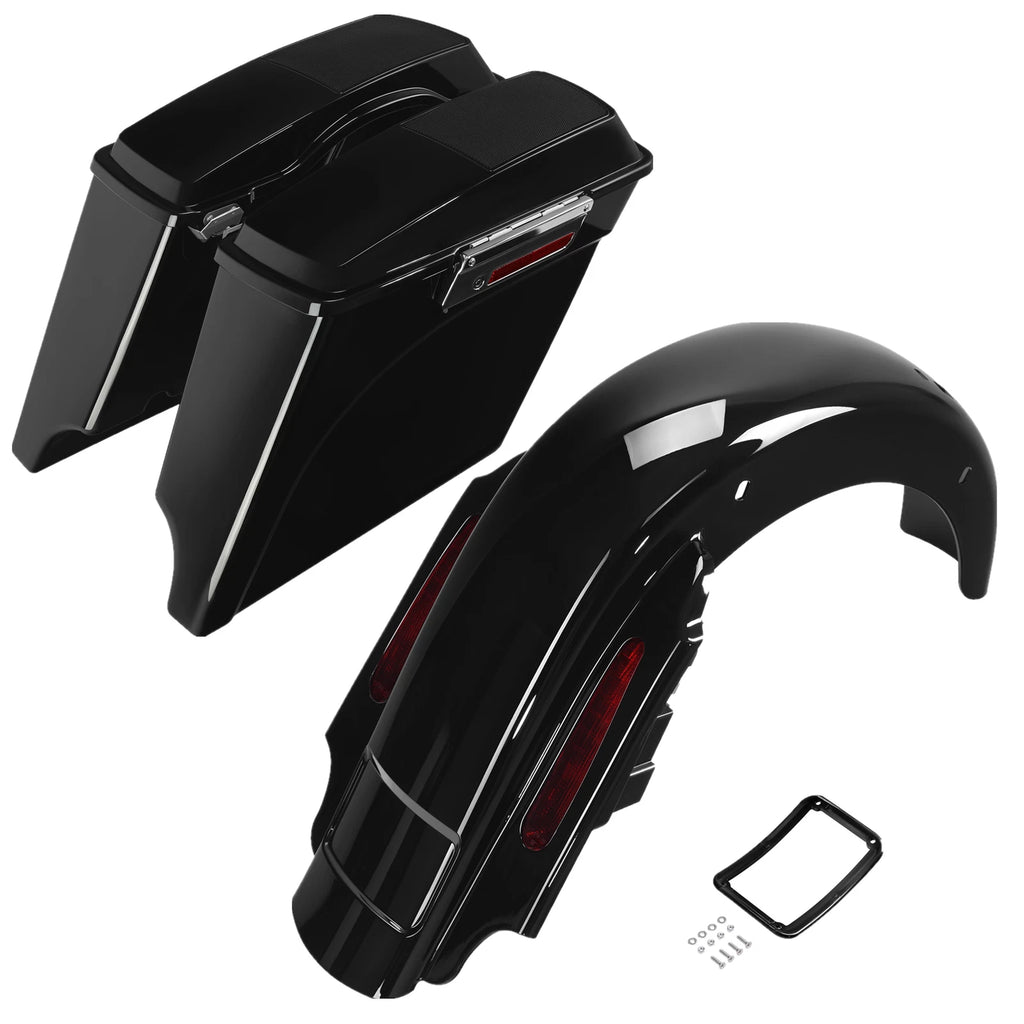 Stretched Saddlebags 6x9" Speaker Lid & LED Rear Fender for Harley Touring (1993–2008)