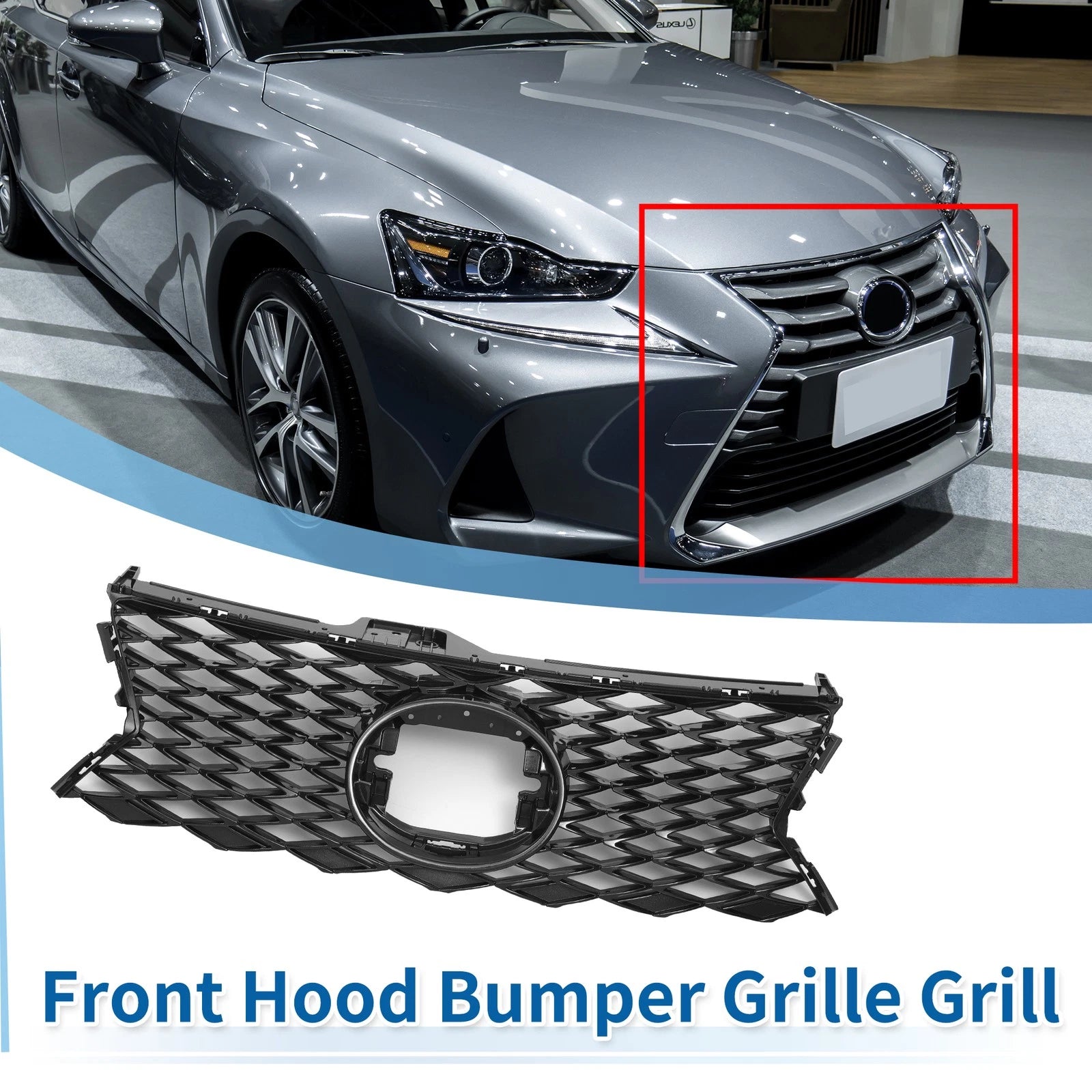 Front Upper Hood Bumper Grille for Lexus IS300 (2018–2021) No.5311253320 Black