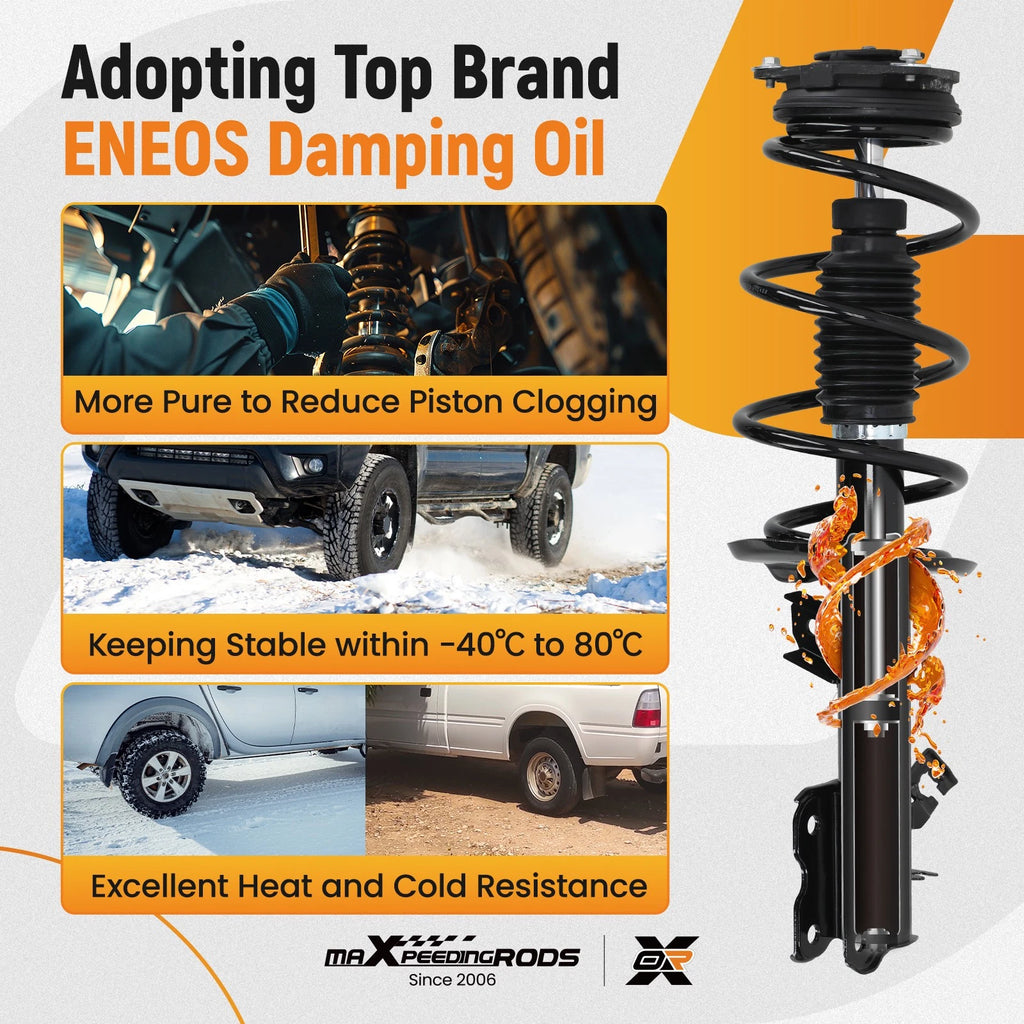 Set of 2 Front Struts w/Coil Springs for Nissan Rogue FWD (2008–2012)