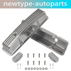 Polished Finned Aluminum Tall Valve Cover for Small Block Chevy 327 350 400 (1958–1986)