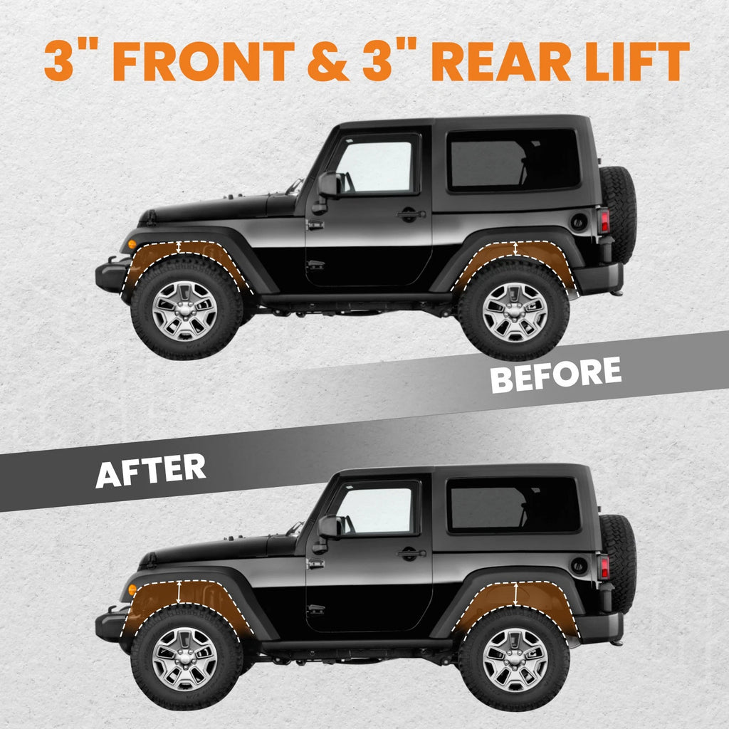 3" Front & 3" Rear Lift Kit for Jeep Wrangler JK (2007–2018)