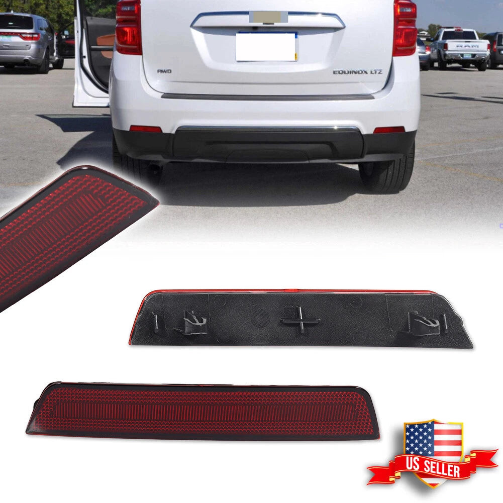 2X Red Lens Rear Bumper Reflector Lights for Chevrolet Equinox (2010–2017)