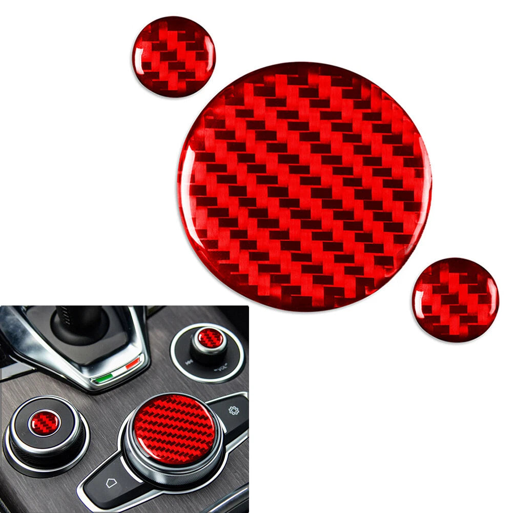 3X Center Console Multimedia Knob Cover Trim for Alfa Romeo Giulia (2020–2021) Red