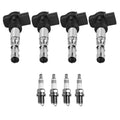 Set of 4 Ignition Coils & Iridium Spark Plugs for Audi A4 TT Beetle (L4)