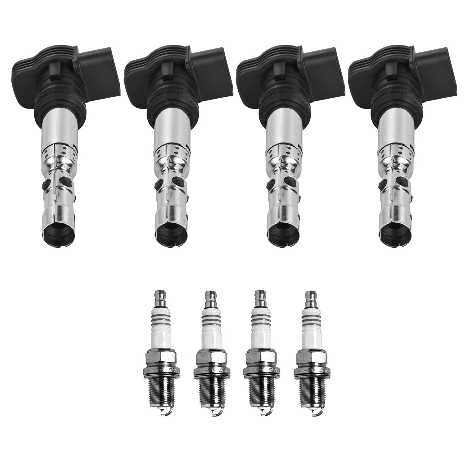 Set of 4 Ignition Coils & Iridium Spark Plugs for Audi A4 TT Beetle (L4)