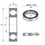 6803DD Deep Groove Ball Bearing for Scooter Skateboard Wheel (17x26x5mm)