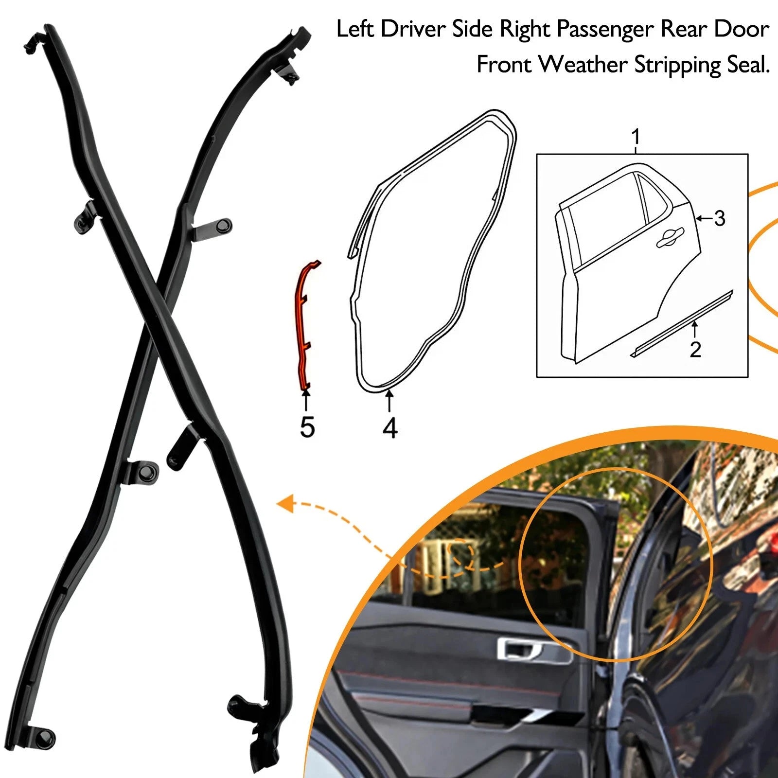 Set of 2 Door Weatherstrip Seals for Ford Explorer (2011-2019)