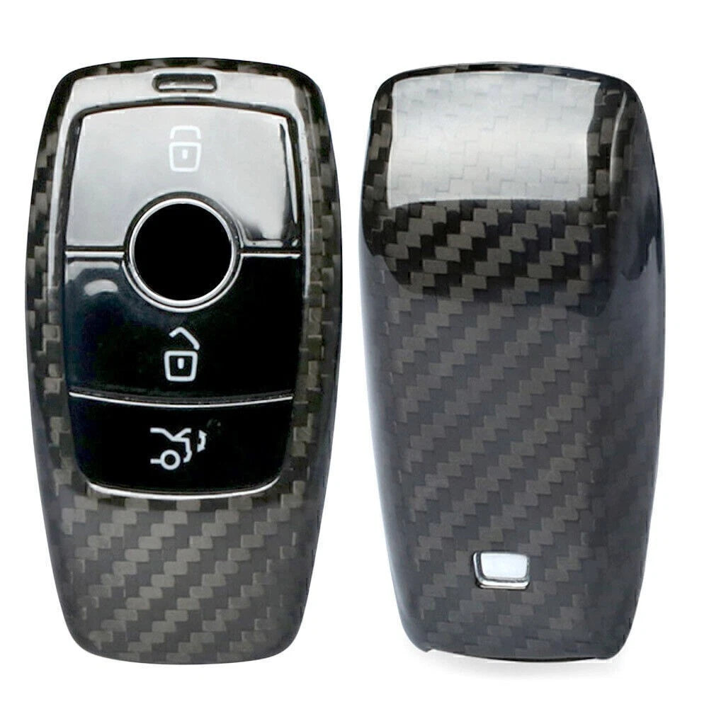 Remote Key Fob Cover for Mercedes Benz E-Class W213 (2017–2018) Carbon Fiber Black