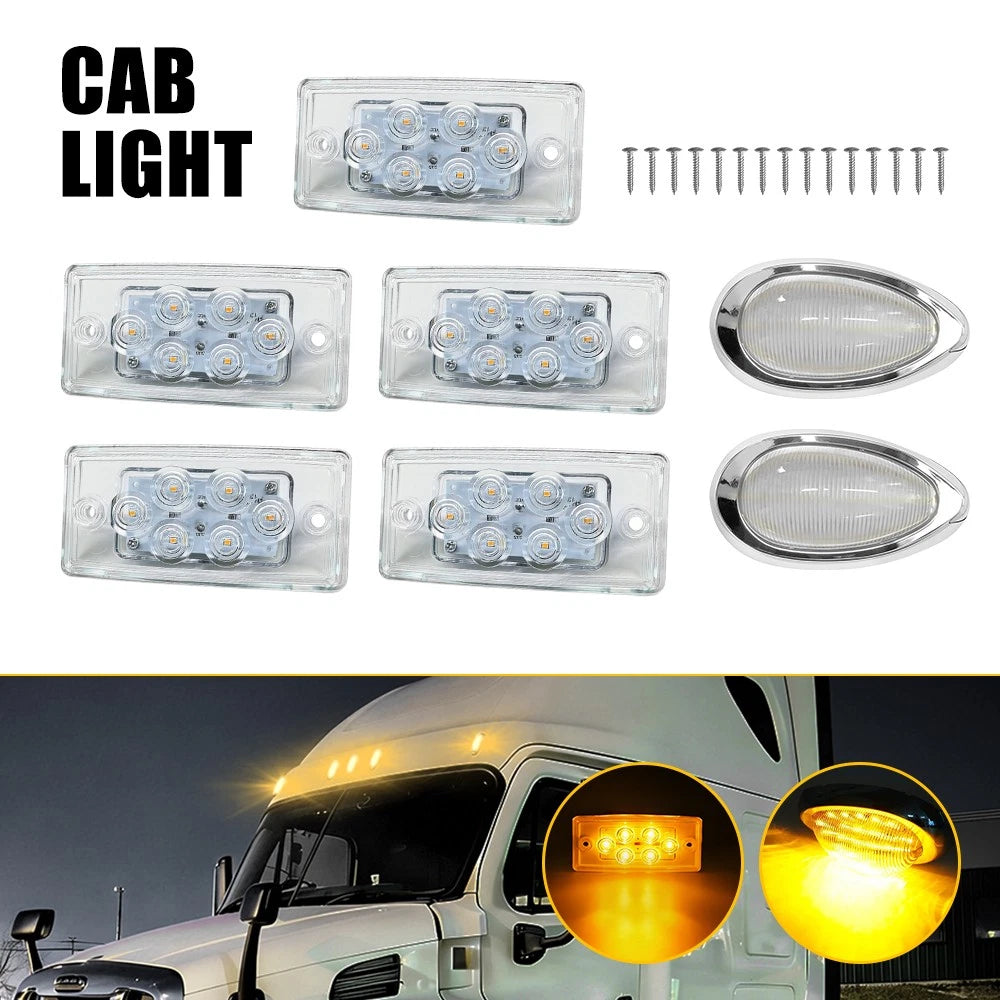 7x LED Cab Roof Top Marker & Side Lamps for Freightliner Columbia (2002–2010)