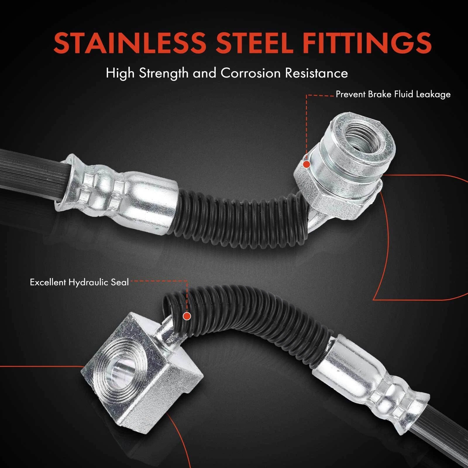 2X Brake Hydraulic Hose Front for Ford E-150 E-350 Super Duty (2005-2007)