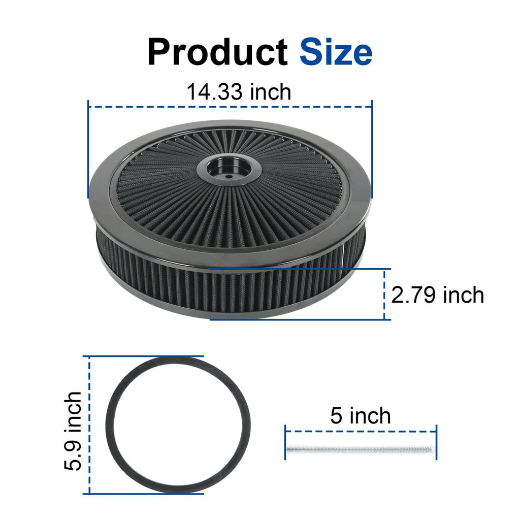 Round Air Cleaner Assembly for Chevy Ford 350 (Fits 14"x3")