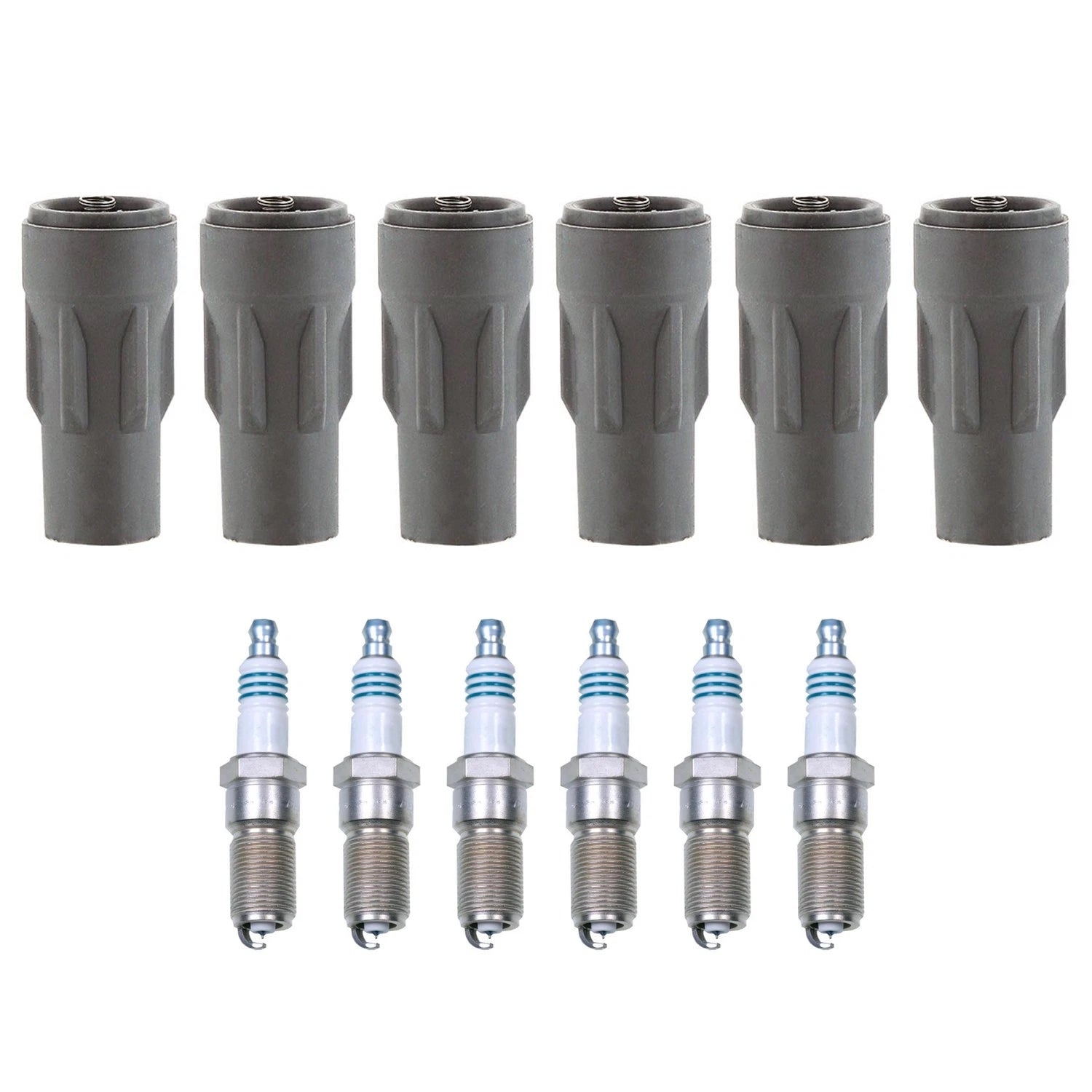 Set of 6 Denso Iridium Power Spark Plugs & Coil Boots for Avenger Magnum Sebring (V6)