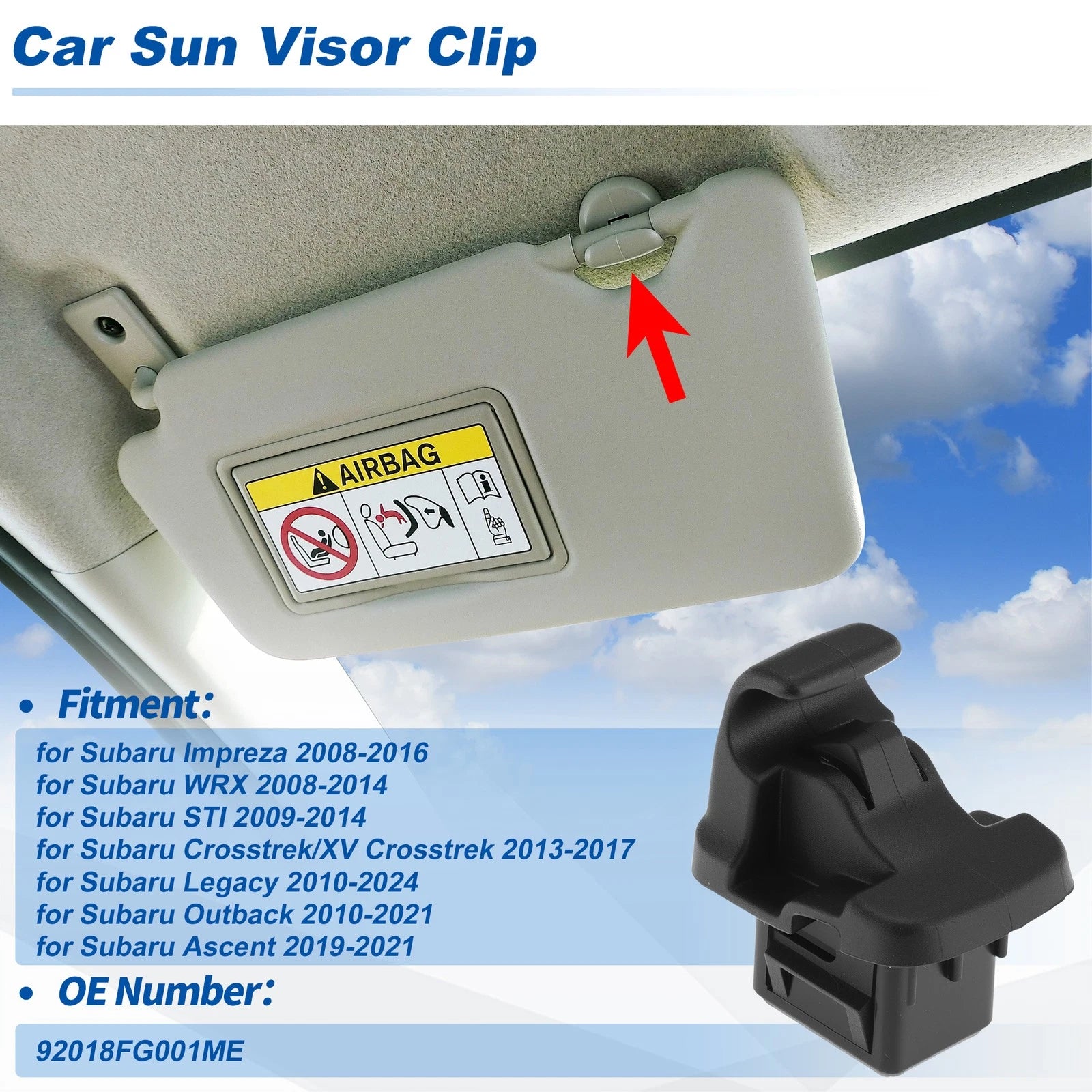 Sun Visor Clip for Subaru Impreza WRX (2008–2016) No. 92018FG001ME