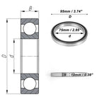 Deep Groove Ball Bearing 75x95x10mm for Scooter Skateboard (6815VV)