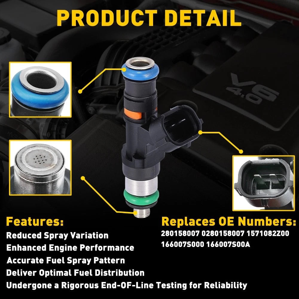 6x Fuel Injectors for Nissan Pathfinder Xterra 4.0L V6 (2005–2010) 0280158007