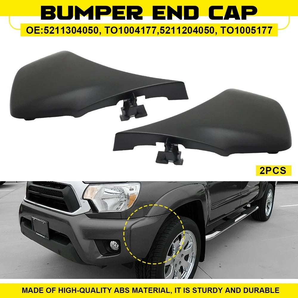Set of 2 Black Bumper End Caps for Toyota Tacoma (2012–2015)