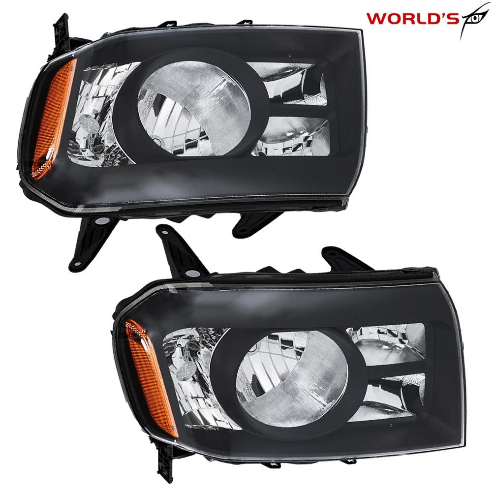 Set of 2 Halogen Black Headlights for Honda Pilot (2009–2011)