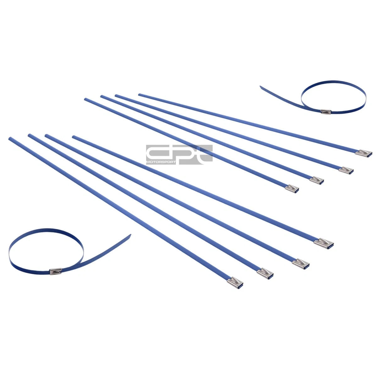 Set of 10 Stainless Blue Zip Tie Cable for Turbo/Header/Manifold Heat Wrap
