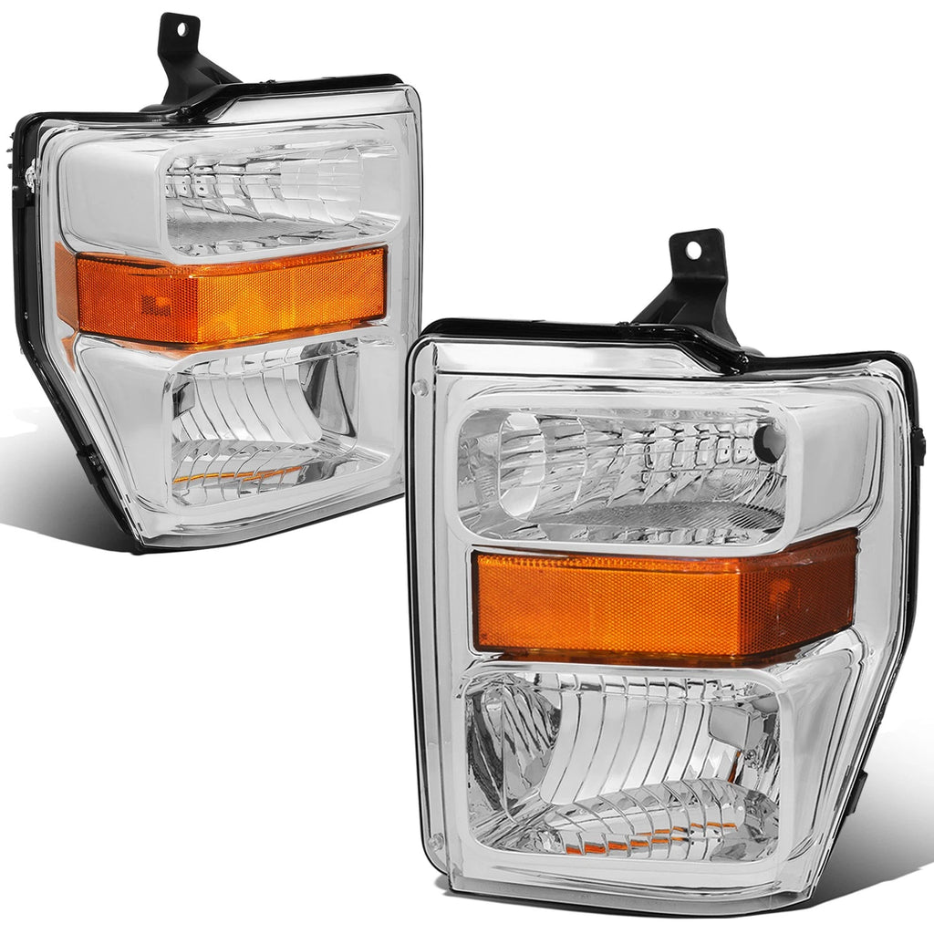 Chrome Amber Headlight + Turn Signal Lamp + OE Bumper Fog Light for SuperDuty (2008–2010)