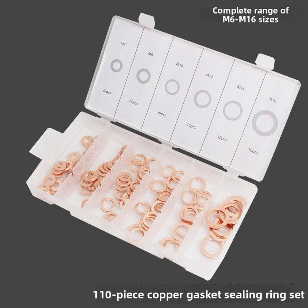 Flat Washer Copper Gasket Seal Kit 110pcs