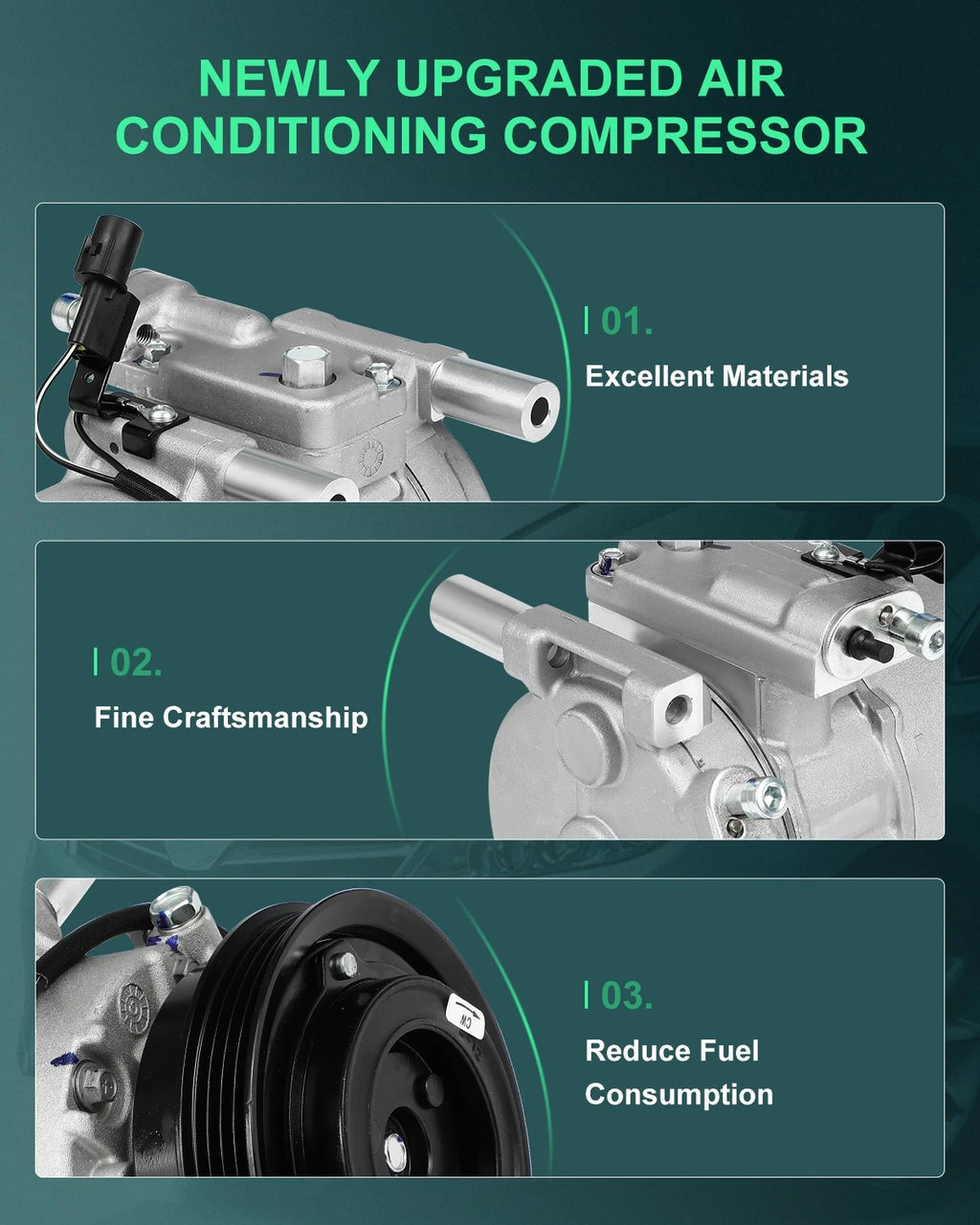 A/C Compressor for Kia Rio, Rio5 (2007–2011) CO 10980C