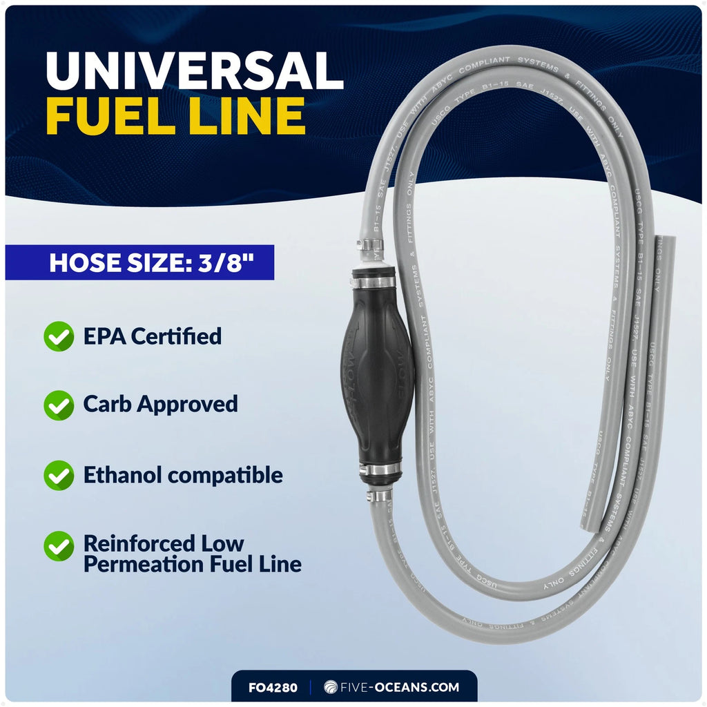 3/8" Marine Fuel Line with Primer Bulb for Universal Outboard Boat (EPA)