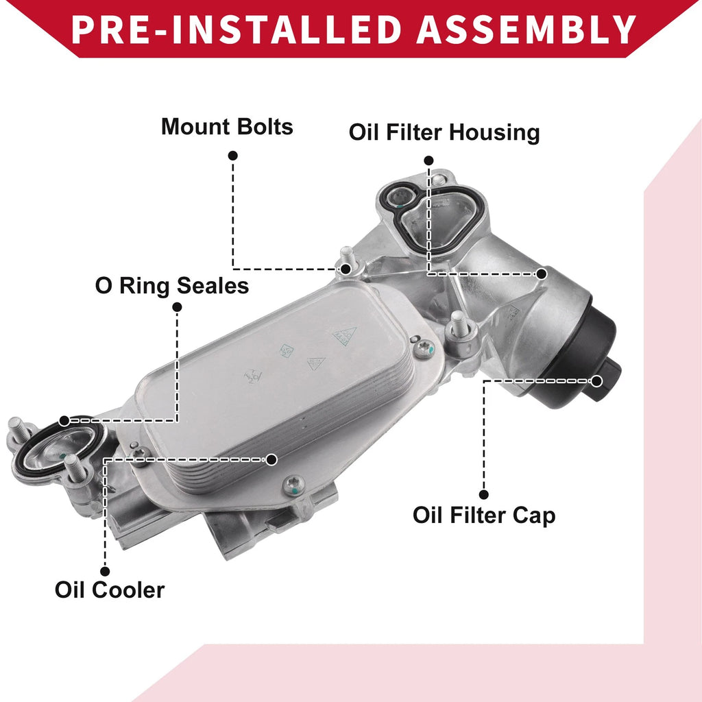 Engine Oil Cooler Filter Housing with Bolt Seals for Buick Cascada (2016–2019) No.12992593