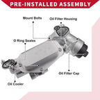 Engine Oil Cooler Filter Housing with Bolt Seals for Buick Cascada (2016–2019) No.12992593