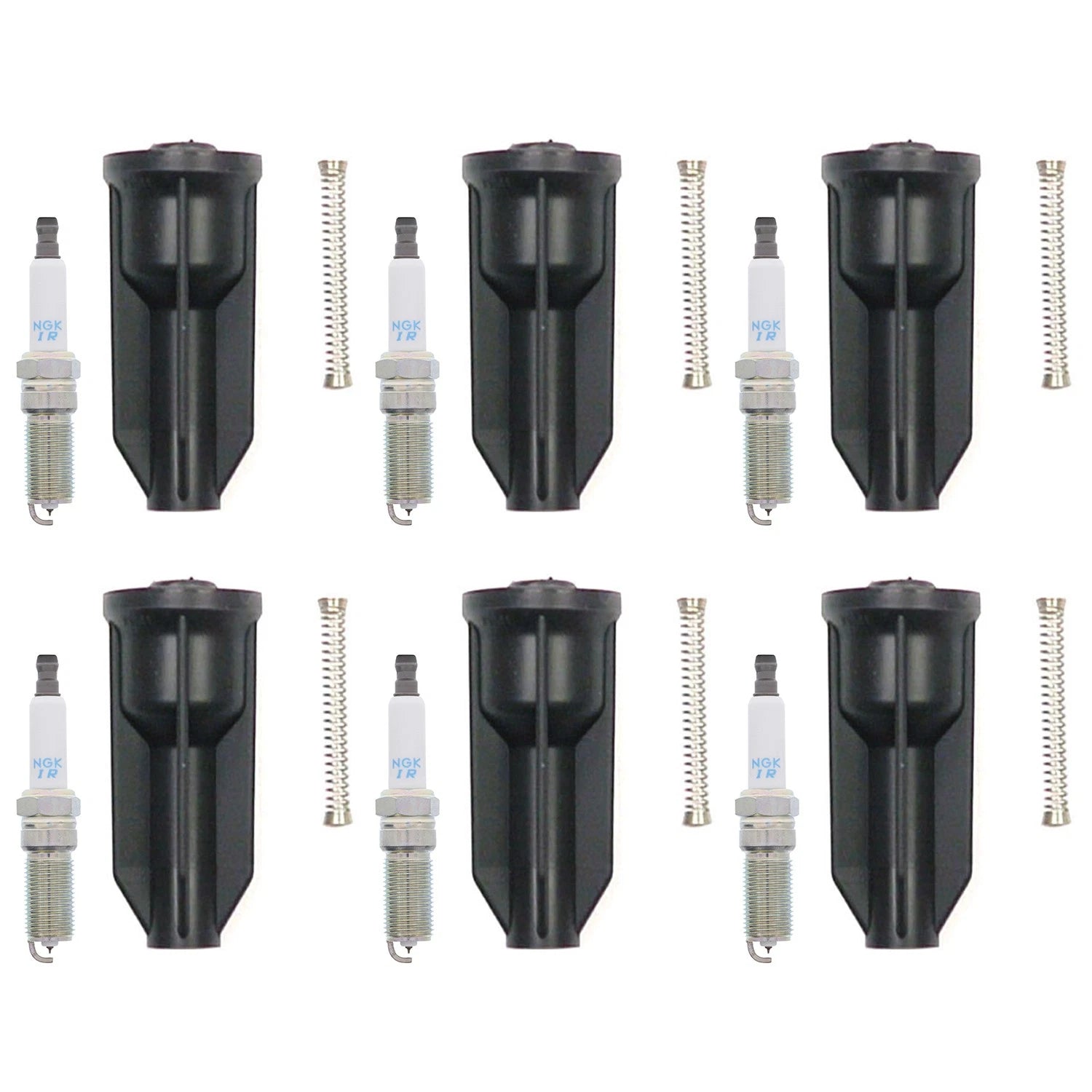 Set of 6 NGK Laser Iridium Spark Plugs & Denso Coil Boots for Ascender Envoy (2002–2004)