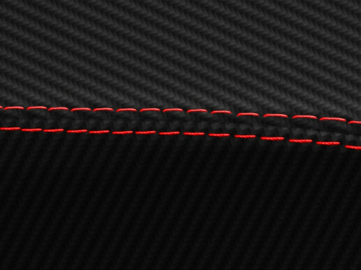 Console Lid Armrest Cover for Toyota Tacoma (2016–2019) Carbon Fiber Red Stitch