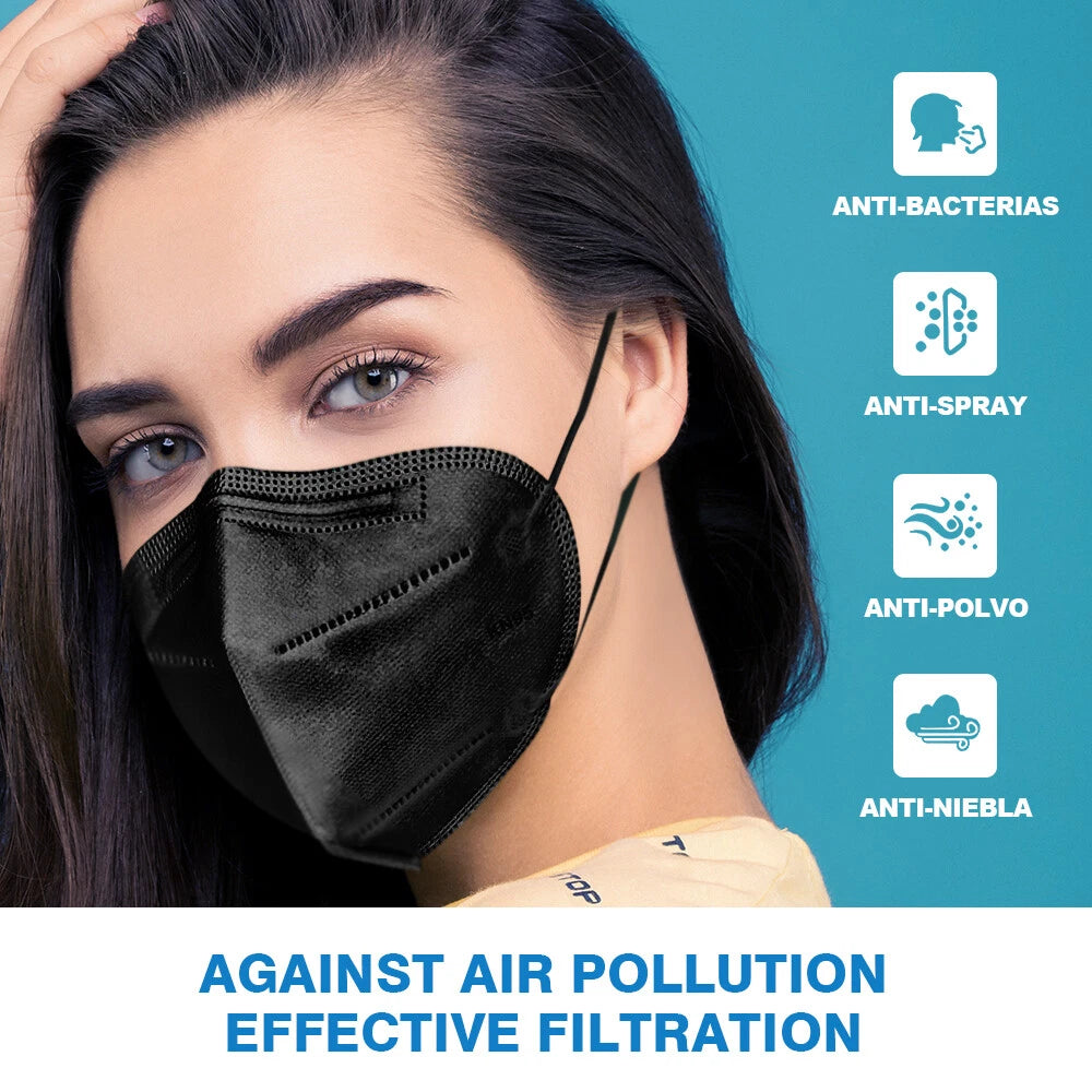 50X KN95 Face Mask Respirator Black for Universal Use (2020–2023)