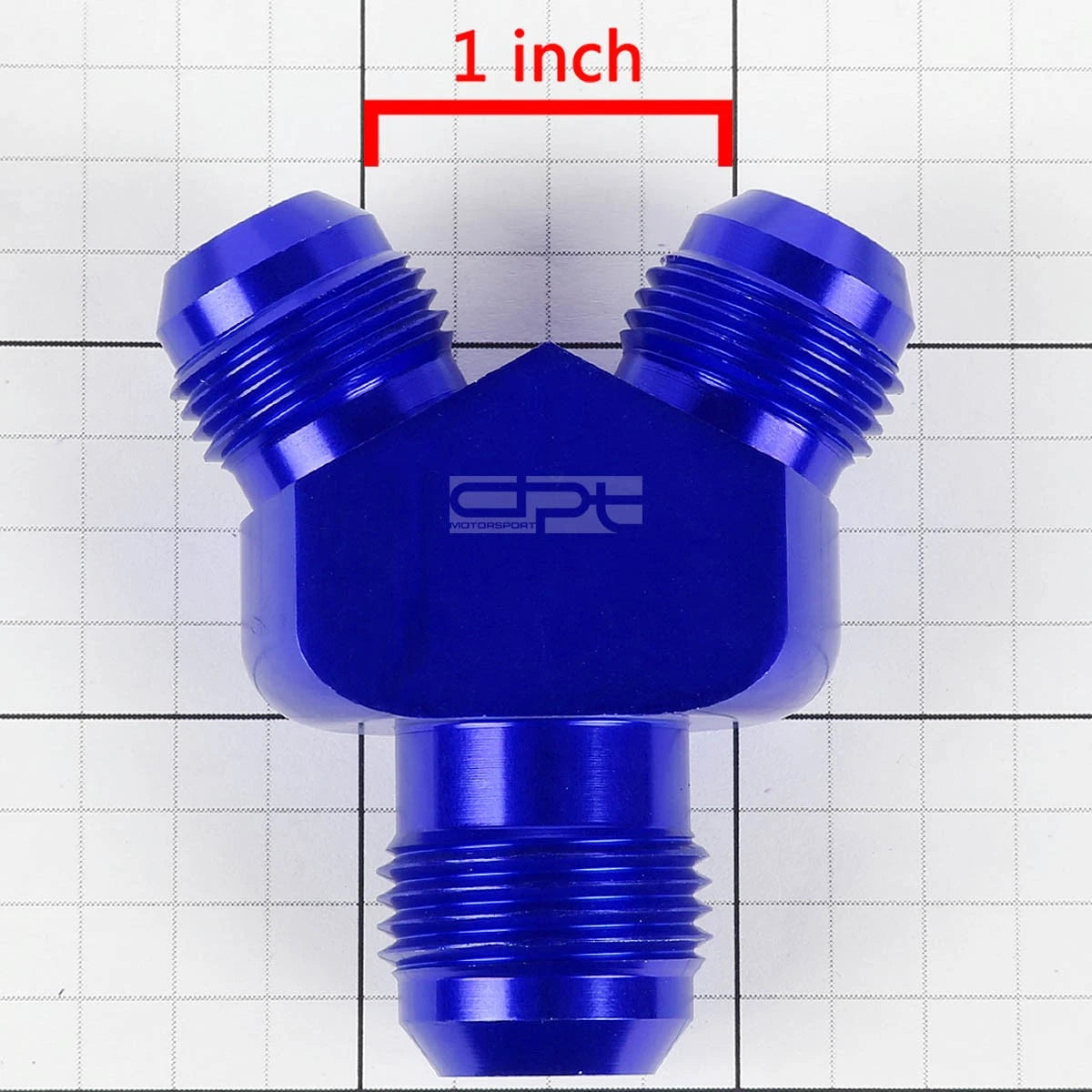 2X 10-AN Male Flare Y-Block Splitter Adapter - 8-AN Blue Anodize Reducer Fitting