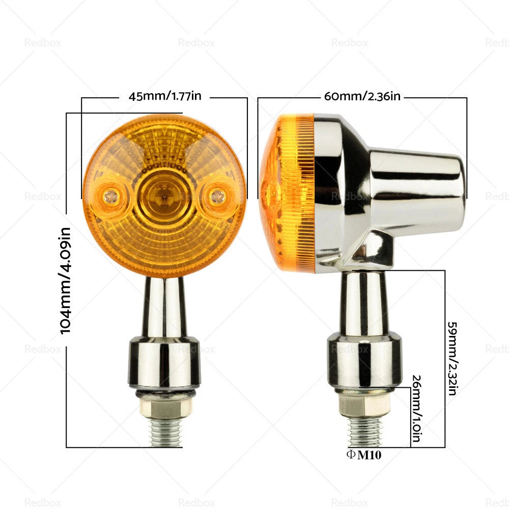 Set of 4 Chrome Motorcycle Turn Signal Lights Amber Indicators for Harley (2002–)