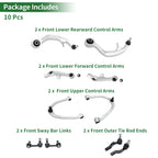 10pcs Front Suspension Kit Control Arm Sway Bar Link for Nissan 350Z (2003–2009)