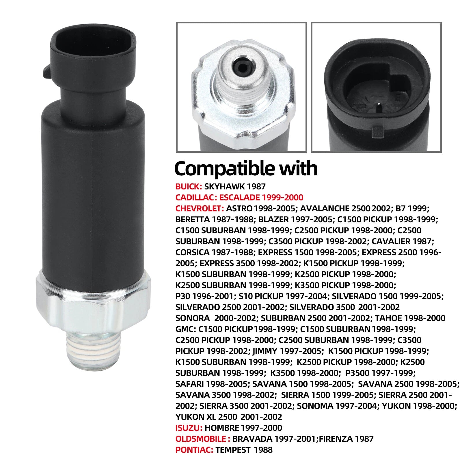Engine Oil Pressure Sensor for Buick Cadillac Chevrolet GMC Isuzu (1990–2023) 12562266