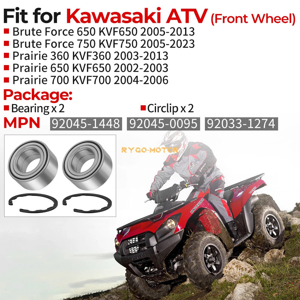 Front Wheel Bearing Kit for Kawasaki Brute Force 650 750 / Prairie 360 650 700