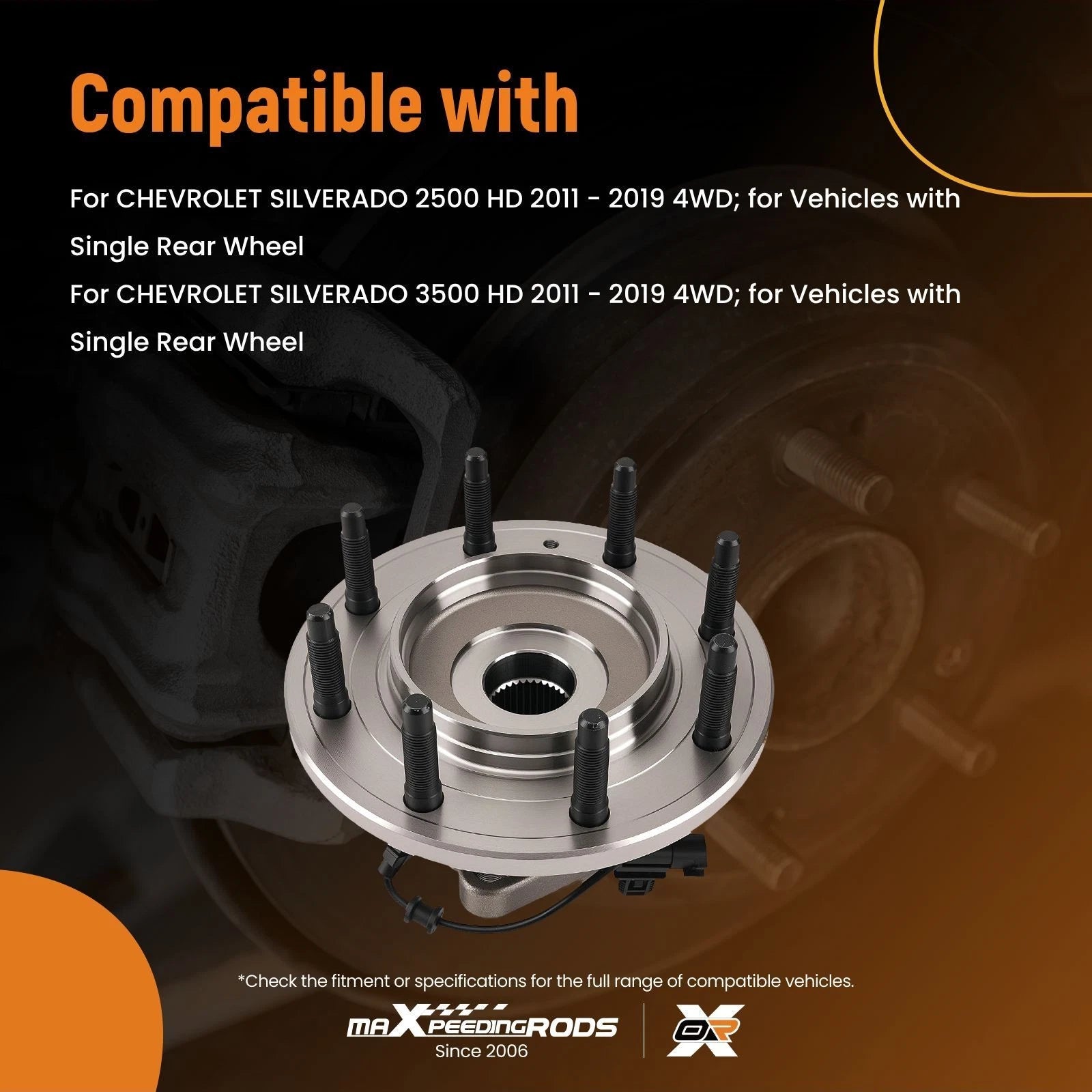 8 Bolt Front Wheel Hub Assembly Set for GMC Sierra 2500HD 3500HD (2011–2019) SP620303