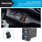 Dual USB Charger + Volt Meter for Toyota Hilux Prado Corolla (12V, 4.2A)