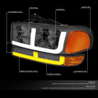 LED DRL + Turn Signal Headlight Bumper Lamp for Sierra Yukon (1999–2007)