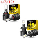 Set of 4 9005 + H7 LED Headlight Kit Combo Bulbs for High Low Beam