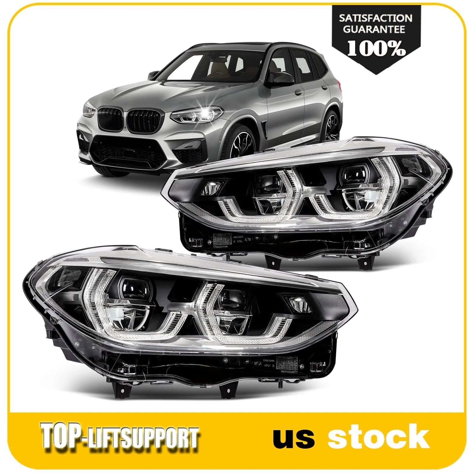 Set of 2 Full LED Headlights for BMW X4 X3 (2019–2021)