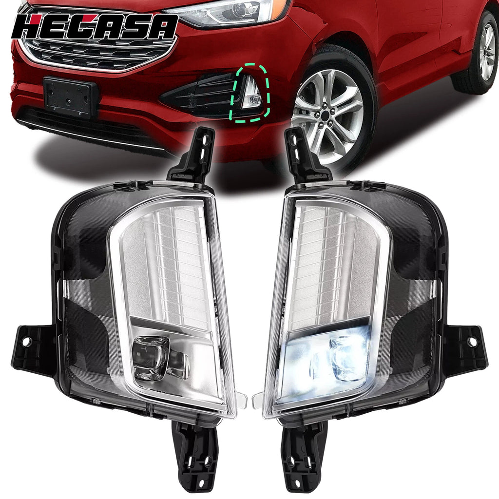 2X Clear LED Front Bumper Fog Lights for Ford Edge (2019–2024)