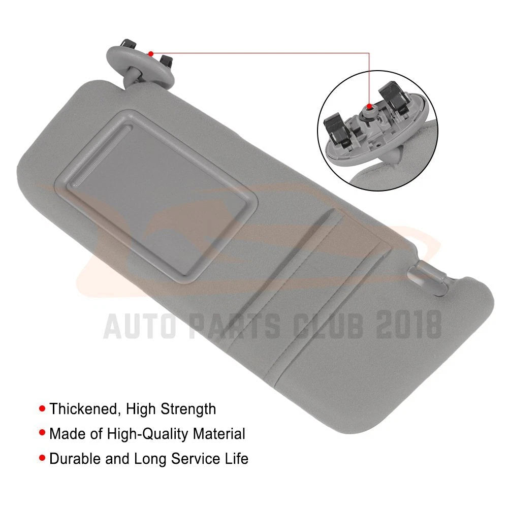 Left Driver Side Sun Visor for Toyota Camry (2007-2011) Gray