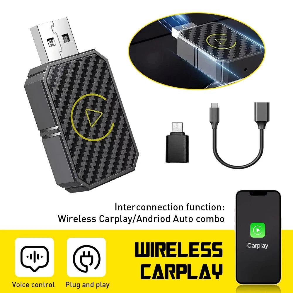 Wireless CarPlay Adapter for iPhone iOS Android (2020–2023)