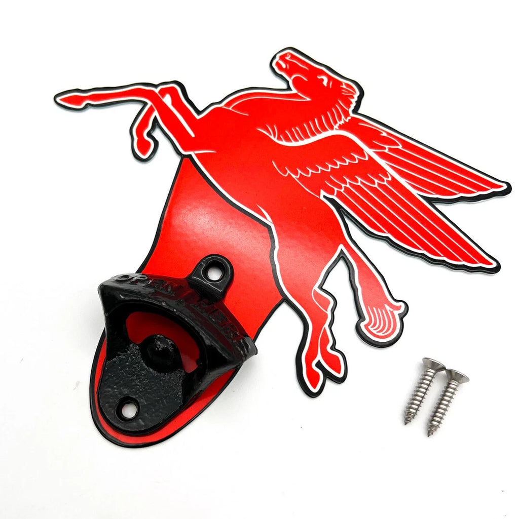 Metal Wall Mount Gas Oil Sign Bottle Opener for Pegasus Mobiloil  (—)